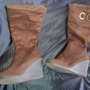 Tall dark brown boots